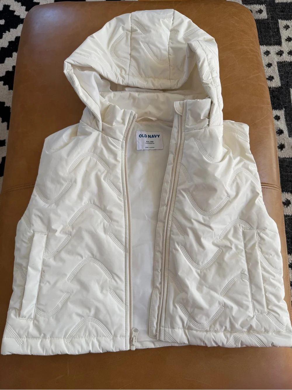 Old Navy Cream Quilted Hooded Vest